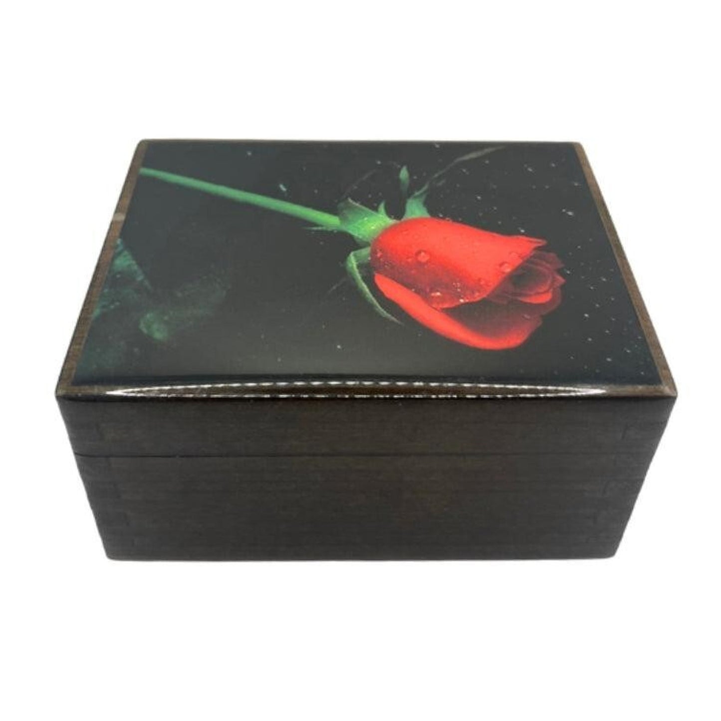 American Music Box Company "The Rose" Black Lacquer Jewelry Music Box