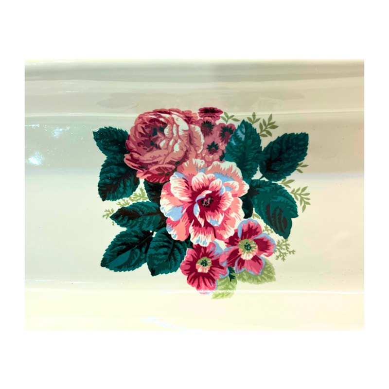 Vintage Waverly Valley Bouquet Ceramic Trinket Tray Vintage Vanity Dish