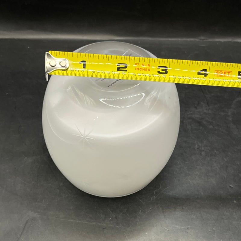 Crate & Barrel White Etched Starburst Glass Candle Holder Hand Blown Poland