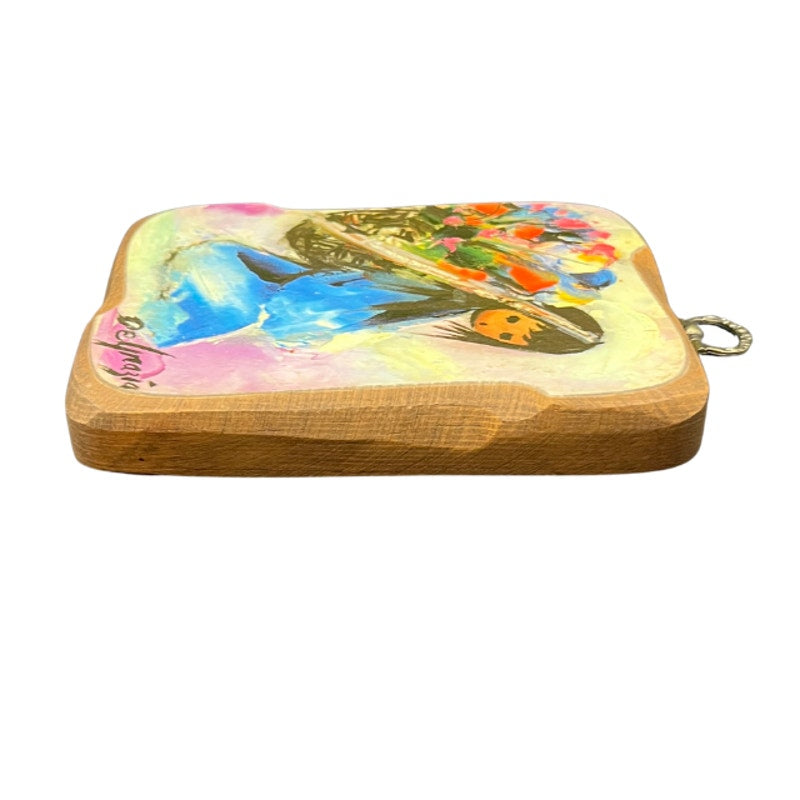 Vintage DeGrazia Art Plaque Beautiful Burden Southwest Wood Tile