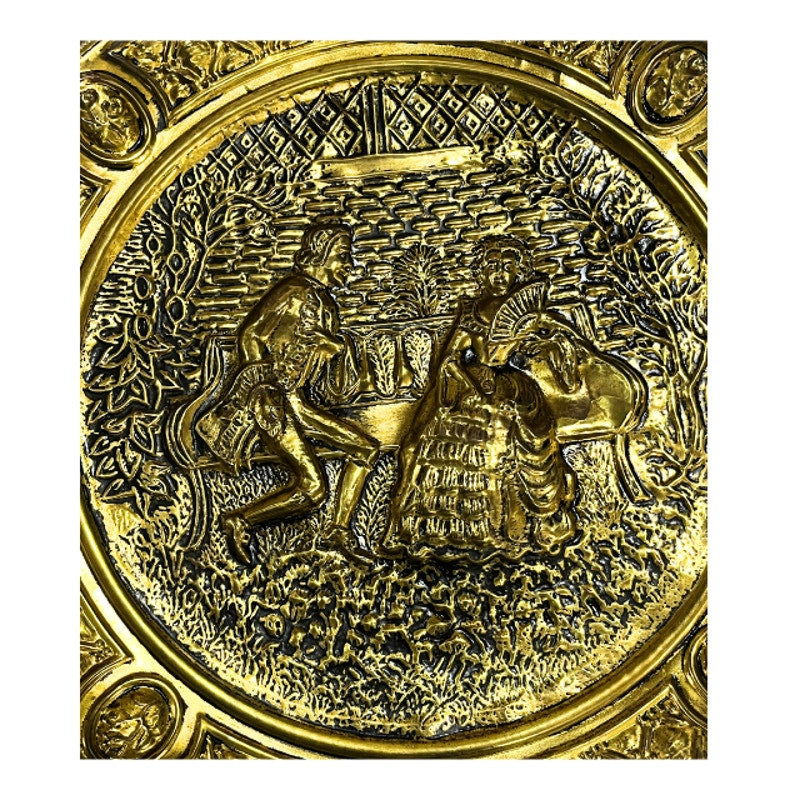 Vintage Brass Wall Plate Courting Couple Mid Century England