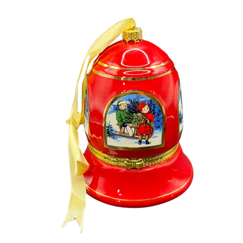 Mr. Christmas Vintage Porcelain Musical Bell Ornament Hinged Trinket Box