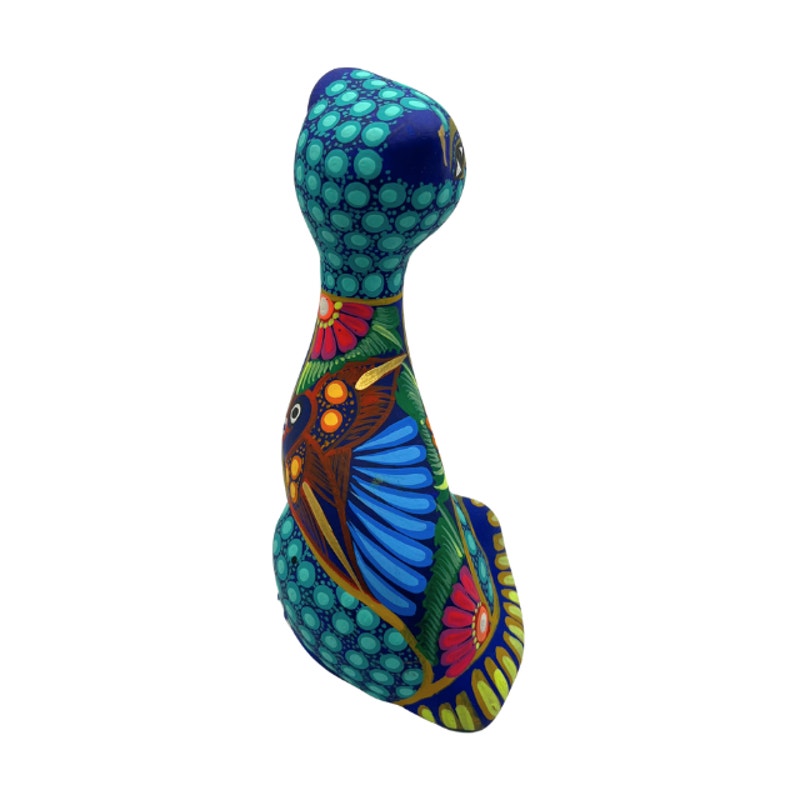 Vintage Mexican Folk Art Alebrije Cat Figurine Hand Painted Ceramic