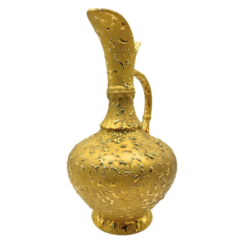 Vintage 22K Weeping Gold Ewer Pitcher Vase Mid Century Ceramic Made in USA