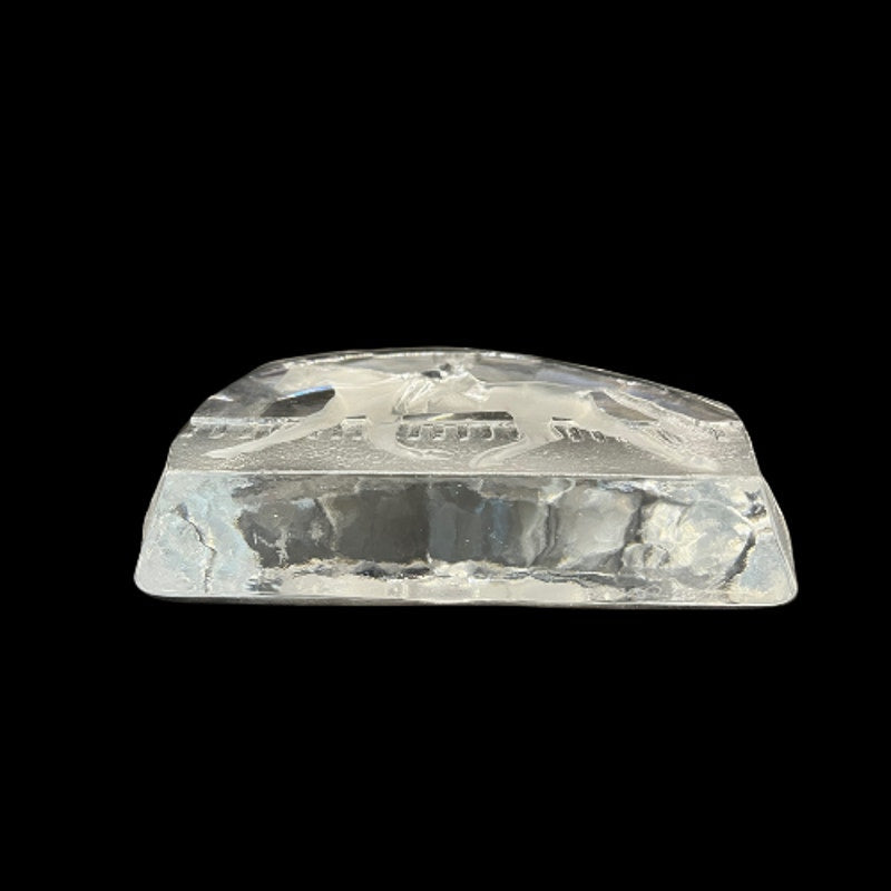 NYBRO Sweden Crystal Equestrian Horse English Rider Iceberg Paperweight Signed