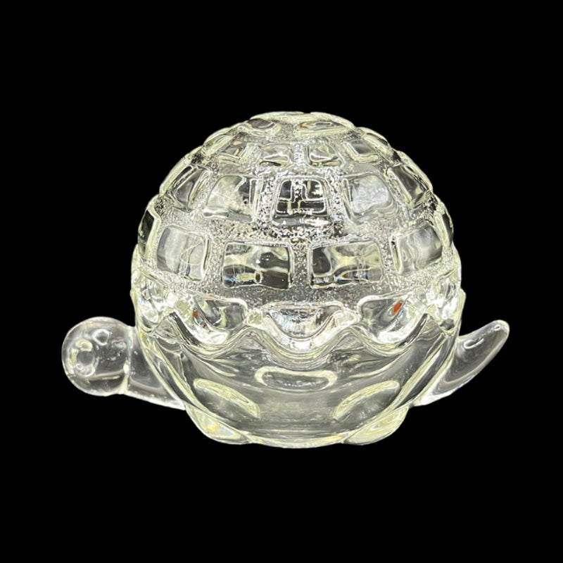 Vintage Anchor Hocking Clear Glass Turtle Trinket Dish with Lid