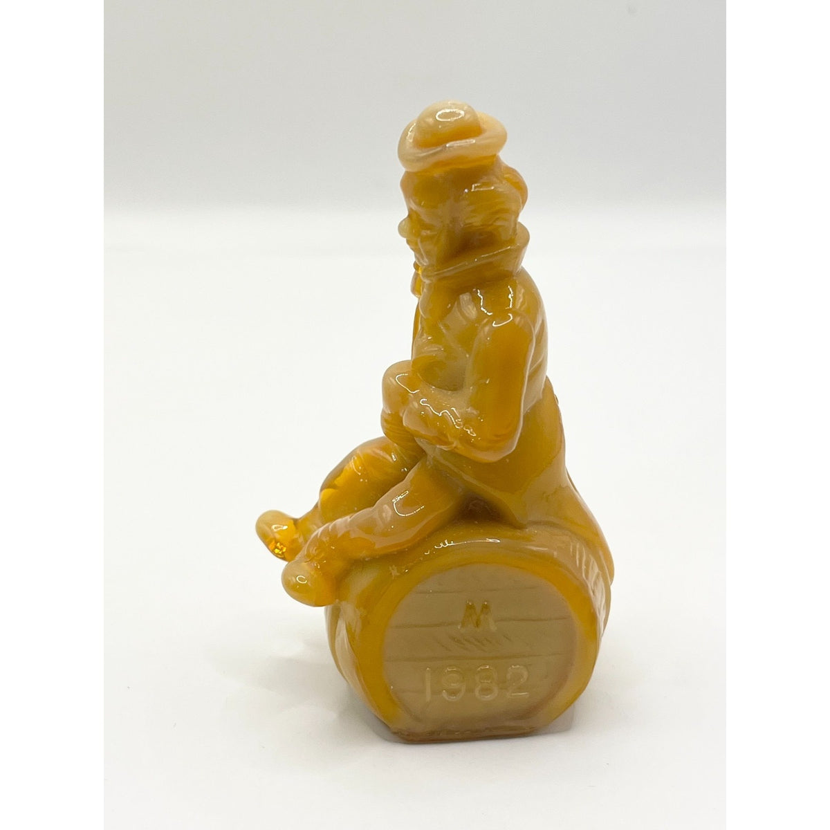 Vintage Mosser Glass Yank Clown Alley Amber Slag Figurine Original Box