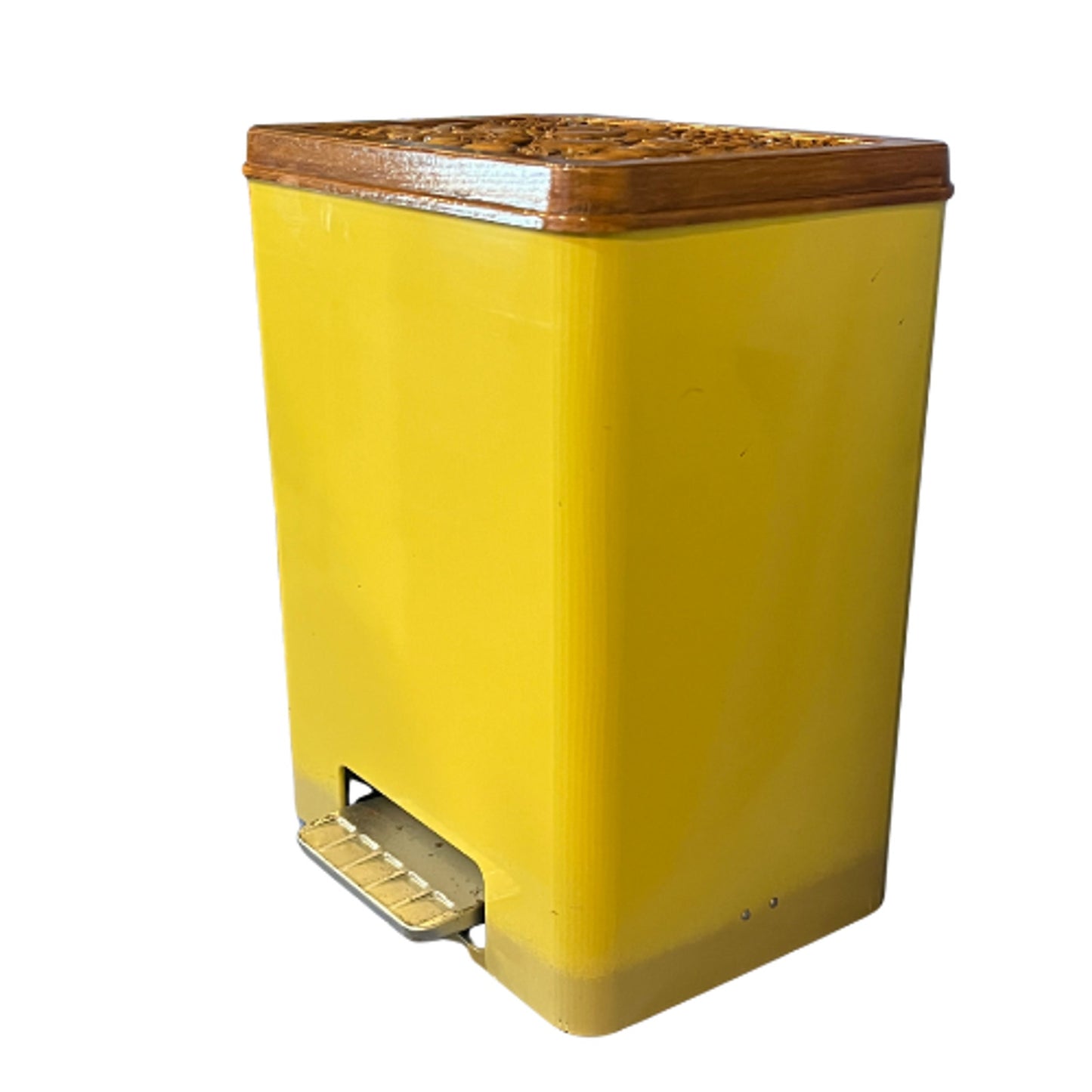 1970z CHEINCO Housewares Woodbury Fruit Faux Wood Vintage Yellow Ombre Trash Can Waste Bin