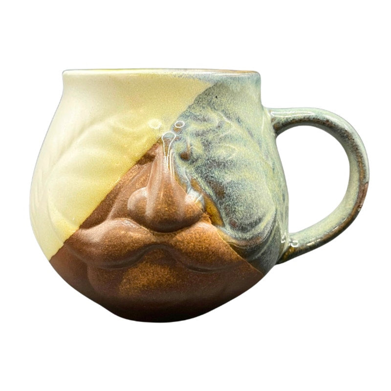 Vintage Pottery Craft USA 3D Face Mug Sculpted Man Mustache Coffee Cup