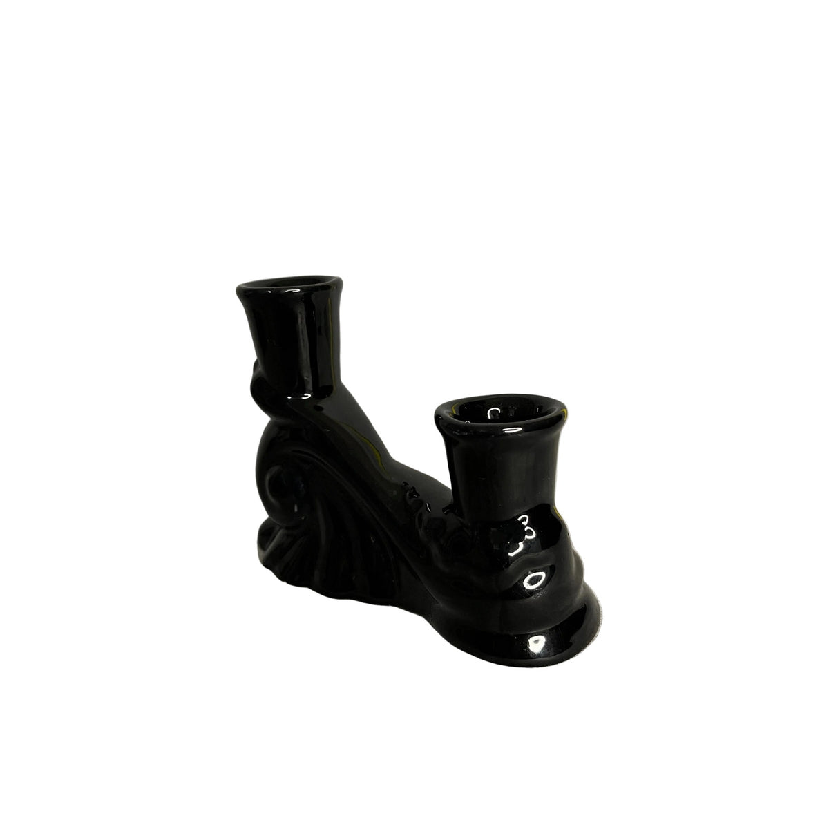 Vintage Frankoma Double Candlestick in Black Glaze 304