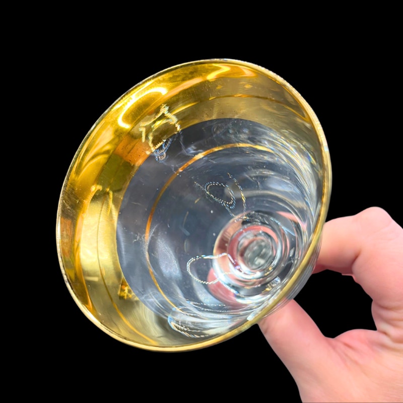 Vintage Avitra Golden 22k Gold Wine Glass Water Goblet Dorothy Thorpe Style