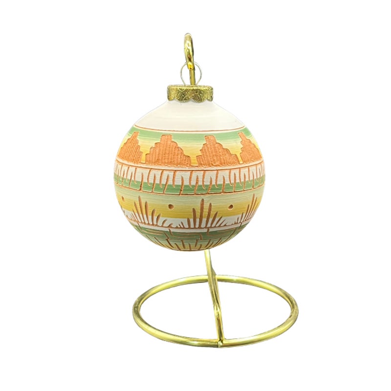 Navajo Pottery Christmas Ornament Sgraffito Etched Signed M. Grey Native Art