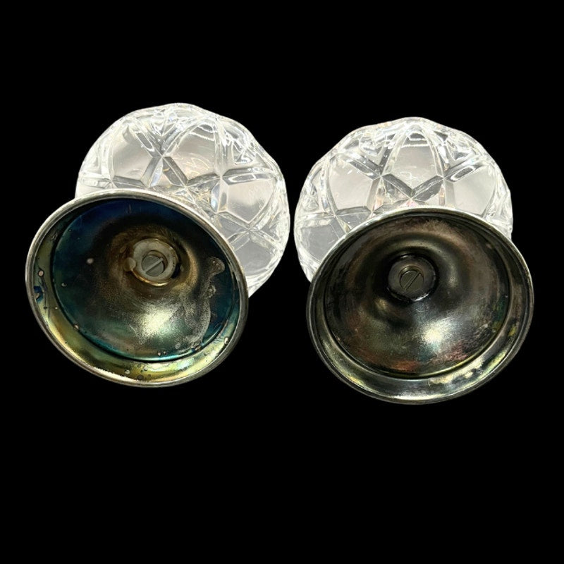 Vintage Landes Italy Silver Plated & Cut Crystal Taper Candle Holders Set of 2