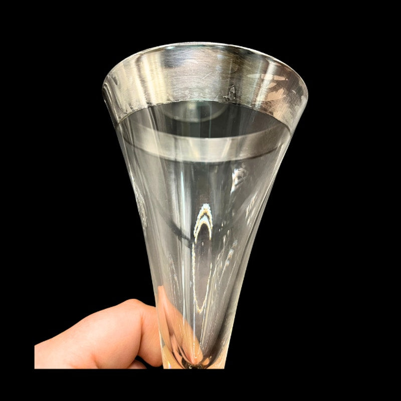 Mid Century Modern Dorothy Thorpe Silver Band Tall Trumpet Cocktail Glasses
