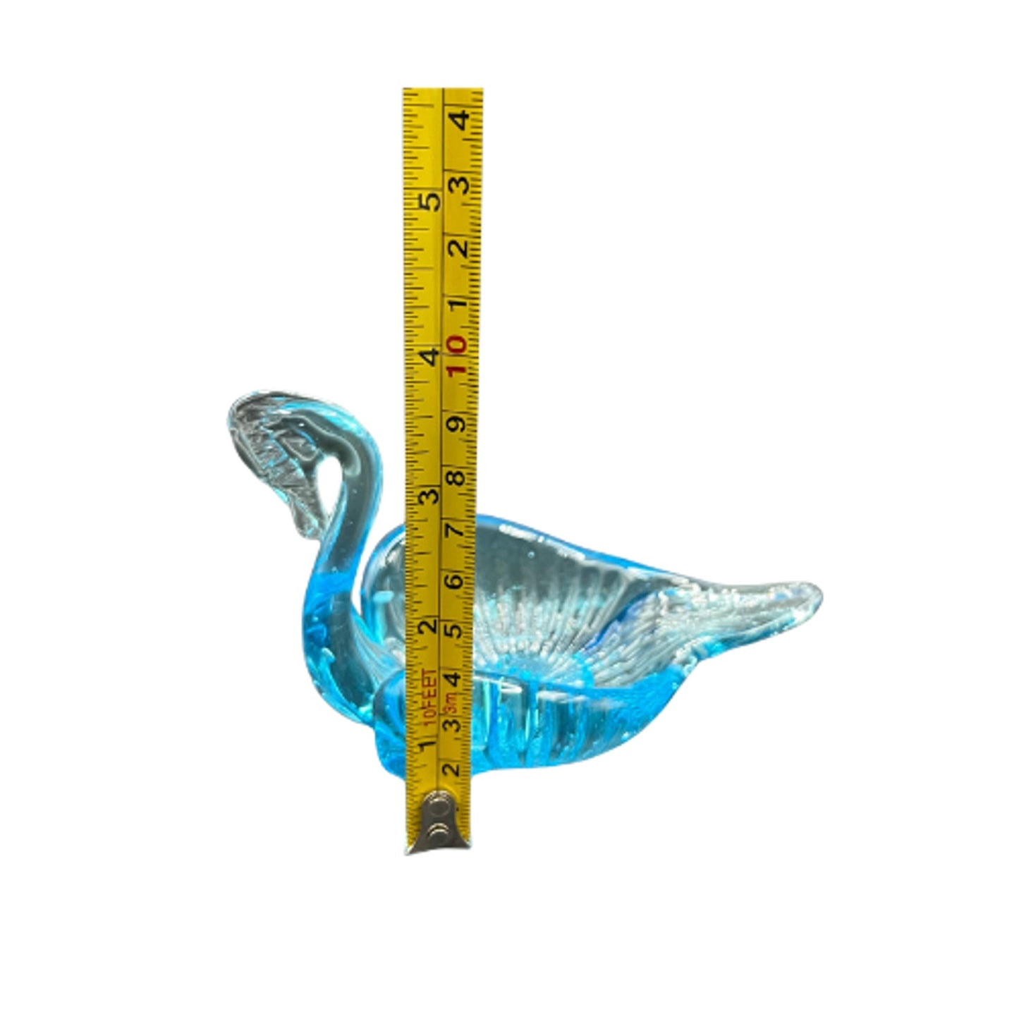 Vintage Blown Glass Nesting Swans Set Blue Turquoise Art Glass Figurines w/ Glow