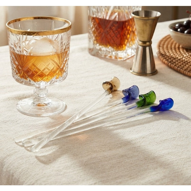Vintage Pier 1 Hand Blown Glass Cocktail Swizzle Sticks Set of 4