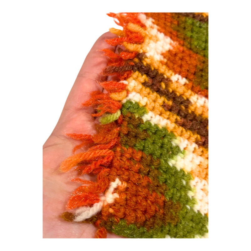 Vintage 1970s Striped Crochet Placemats Set of 4 Handmade Boho Table Linens