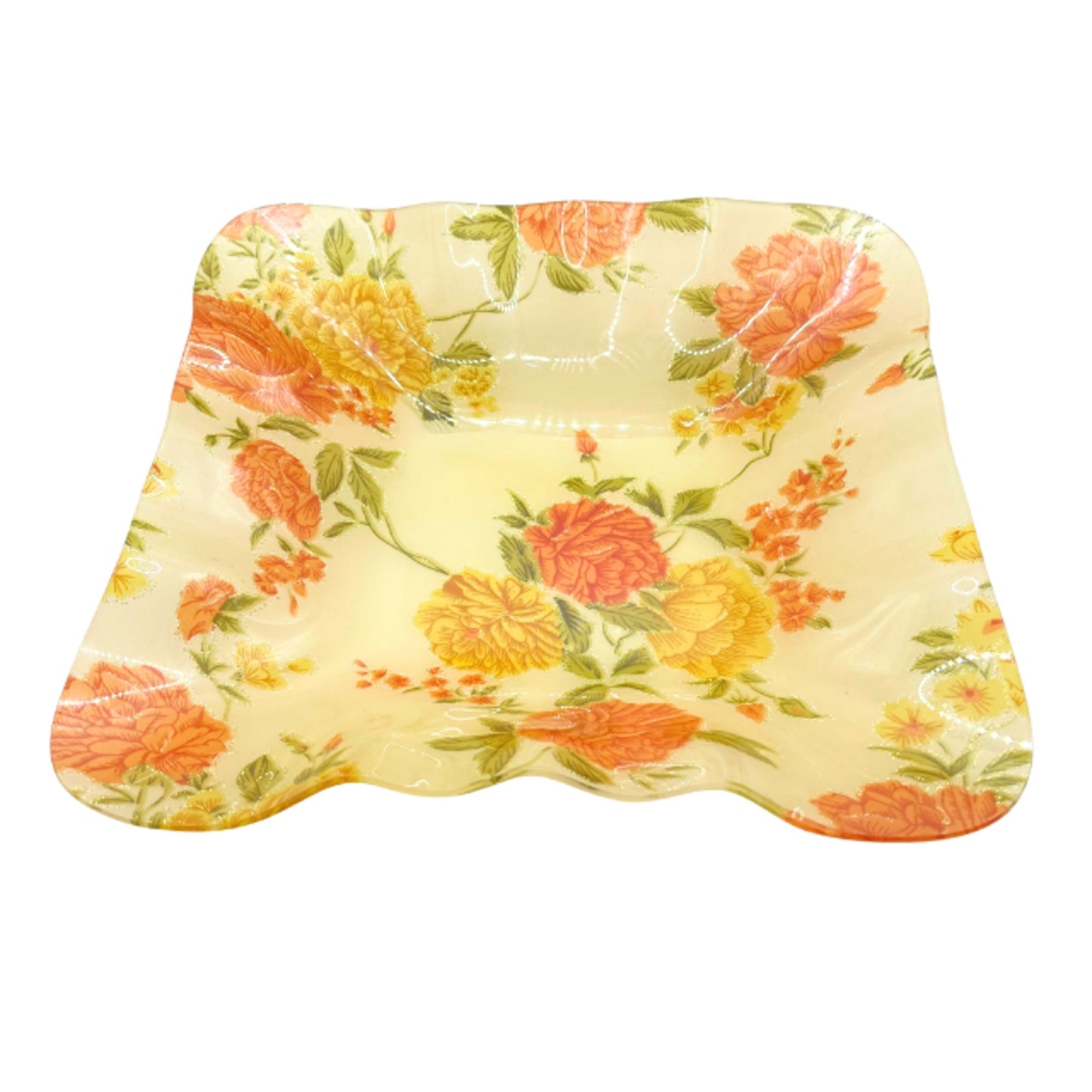 Vintage Acrylic Floral Trays Ruffled Curved Set of 2