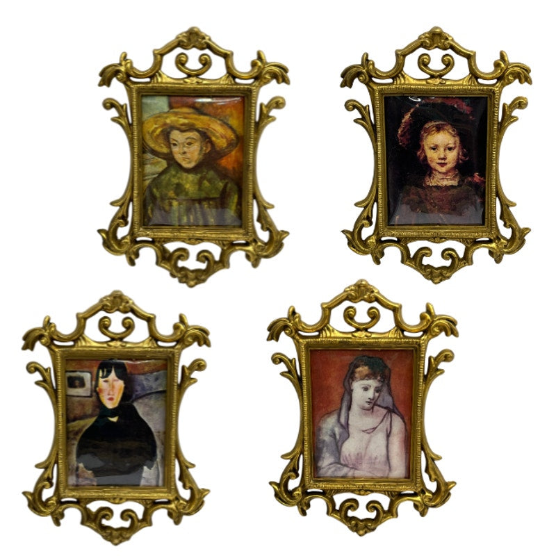 Vintage Ornate Gold Tone Plastic Frame Wall Art Famous Portrait Prints Hong Kong