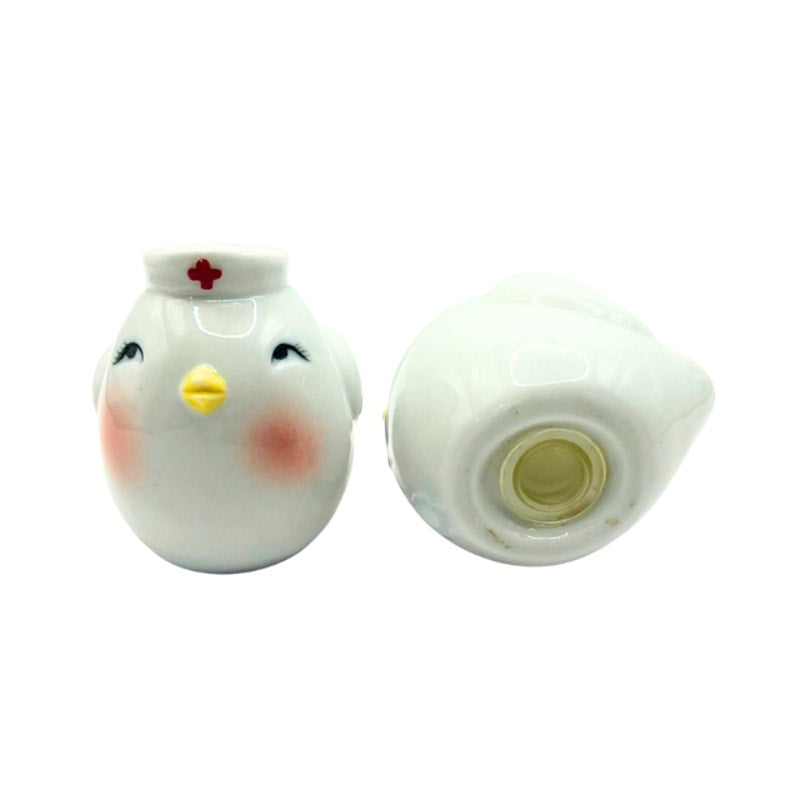 Vintage Ceramic Bird Salt and Pepper Shakers Doctor Nurse Whimsical Medical