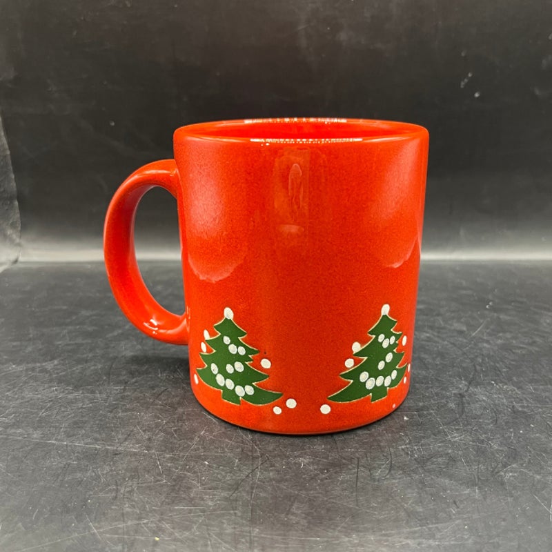 Vintage Waechtersbach Christmas Tree Red Ceramic Coffee Mug West Germany 4 In