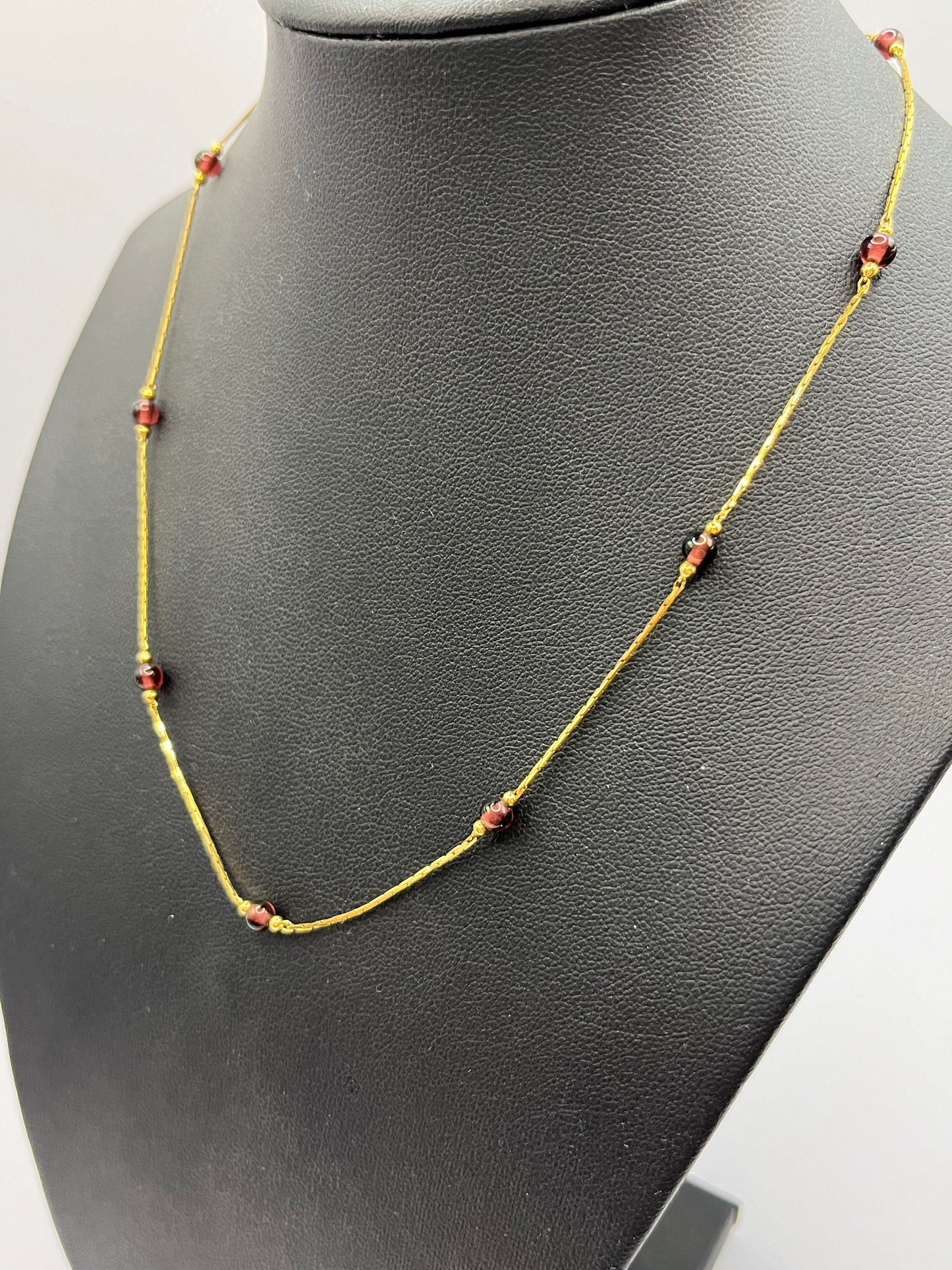 * Monet Small Amethyst Secured Bead Necklace 12”