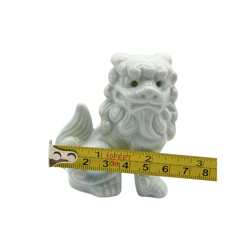 Vintage Light Blue Porcelain ShiShi Lion Foo Dog Salt and Pepper Shakers