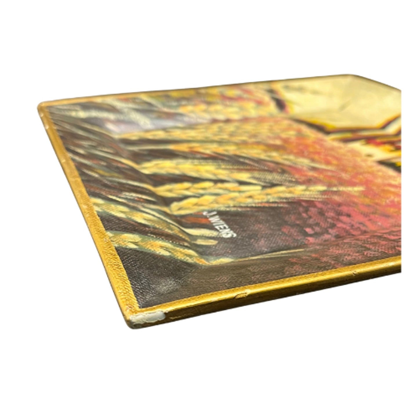 "Tuscan Fields" By J. Wiens  Hand Painted Signed Tam San Designs Beveled 10" by 10" Plate