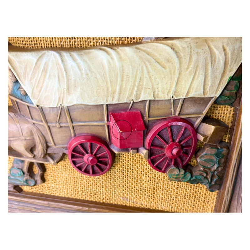Vintage Syroco 3D Covered Wagon Wall Plaque