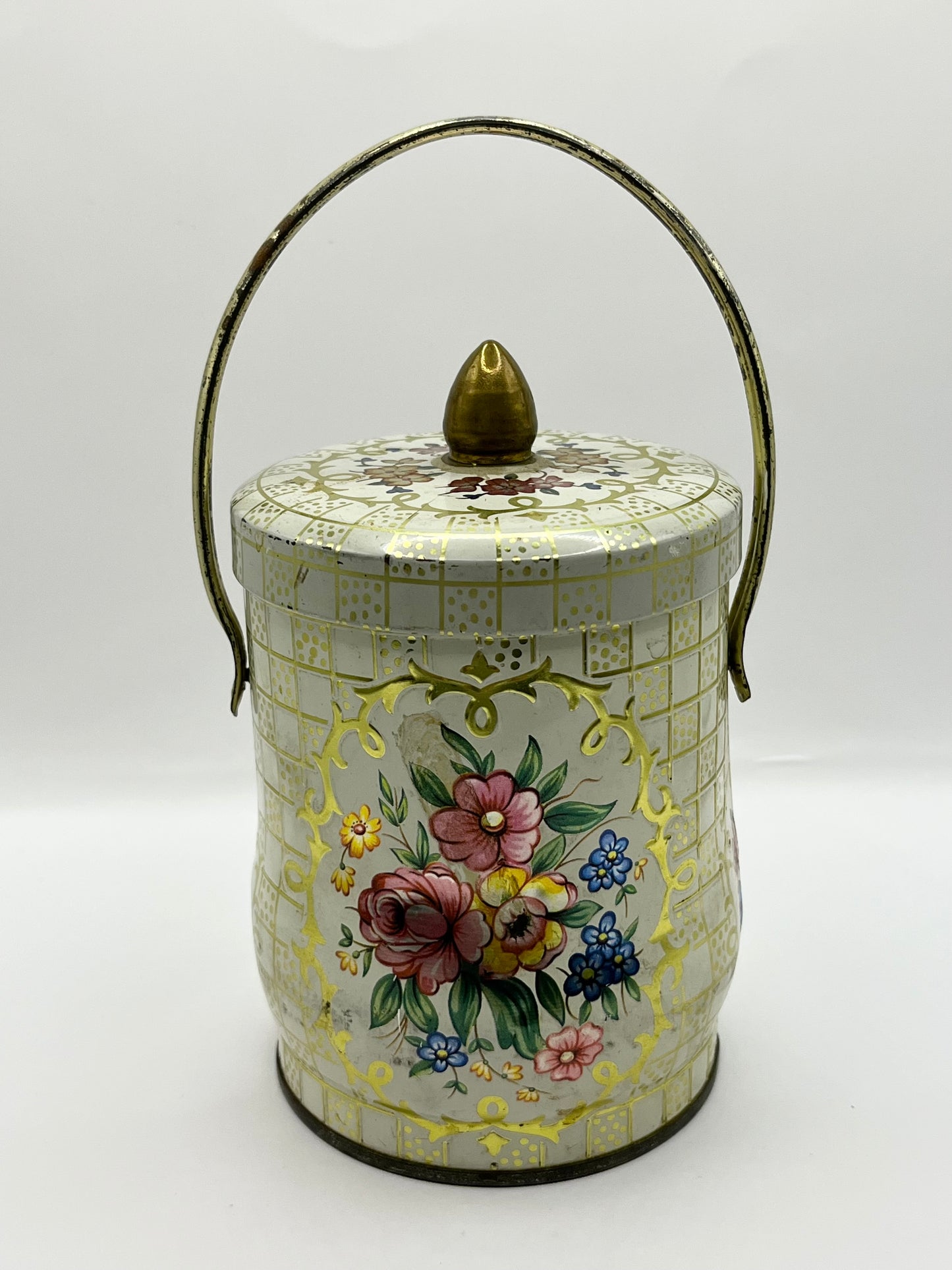 Murray Allen Regal Crown Vintage Tin Handle Cover Multi-Color Floral England