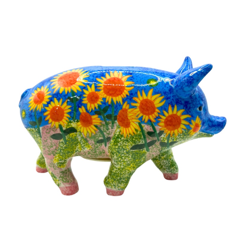Vintage Van Gogh Sunflowers Floral Inspired Piggy Bank by Big Pigs 2002