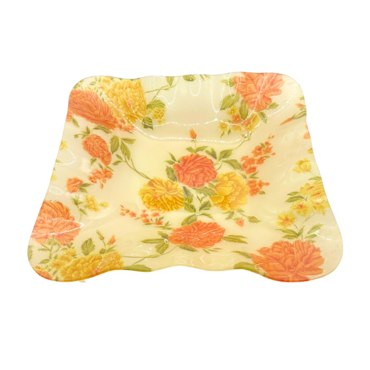 Vintage Acrylic Floral Trays Ruffled Curved Set of 2