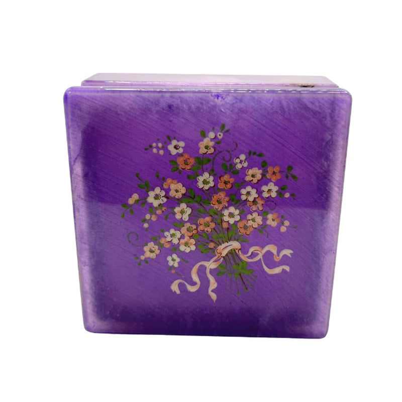 Vintage Himark Alabaster Keepsake Box Pink Floral Italy