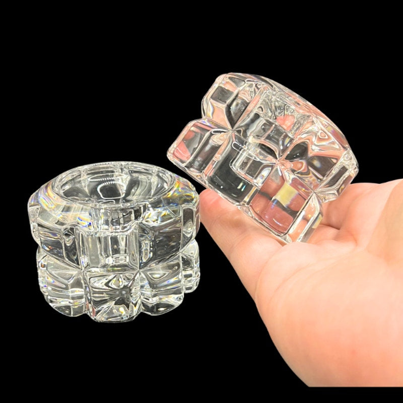 Godinger Clear Crystal Glass Diamante Tapered Candle Votive Holder Pair Set of 2