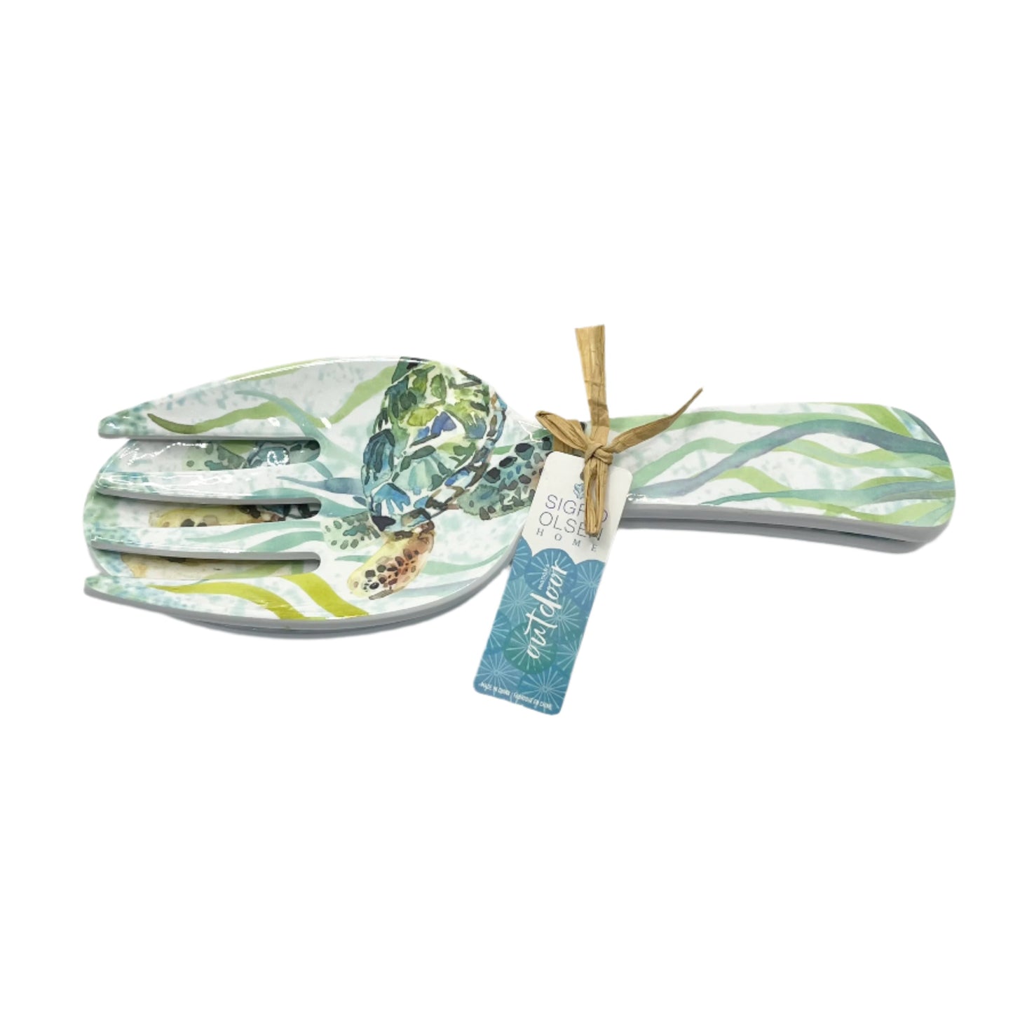 New Sigrid Olsen Home Melamine Sea Life Serving Fork and Spoon 10.5"