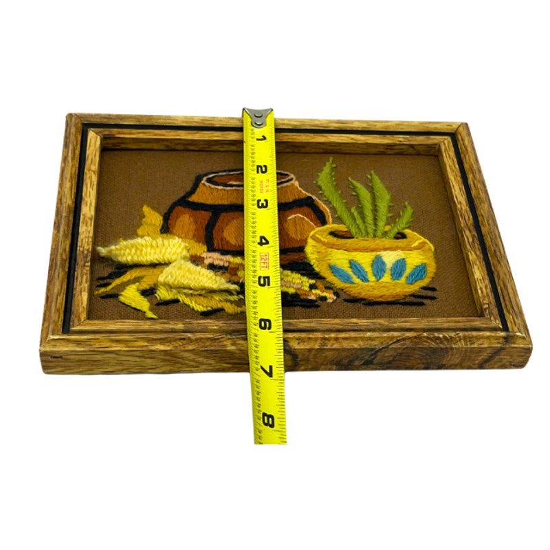 Vintage Sunset Stitchery Crewel Embroidery Kit #238 Indian Pottery Dan Trotter Framed