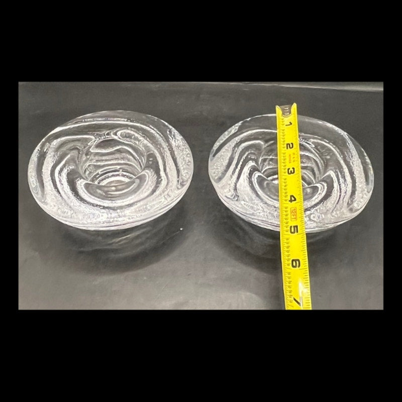Simon Pearce Thetford Glass Tealight Votive Holders Set of 2 Swirling Wave