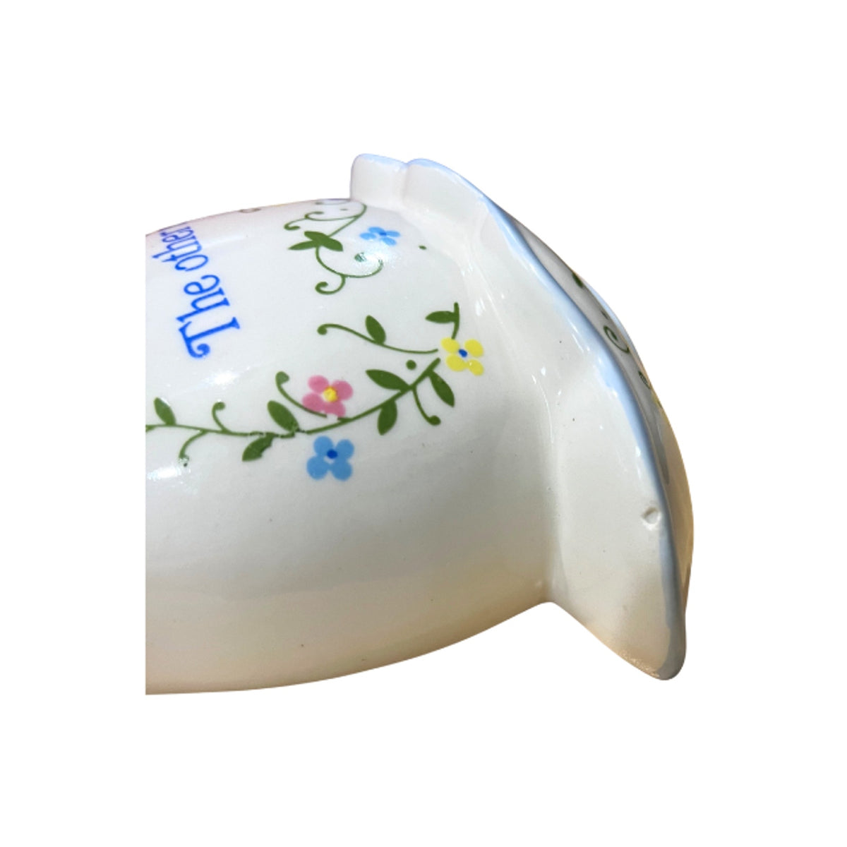 Vintage Lorrie Design Wall Pocket Floral Pottery Pitcher Basin Blue Trimming