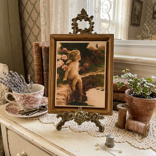 Bessie Pease Gutmann The Butterfly Framed Tile Vintage Decorative Wall Art