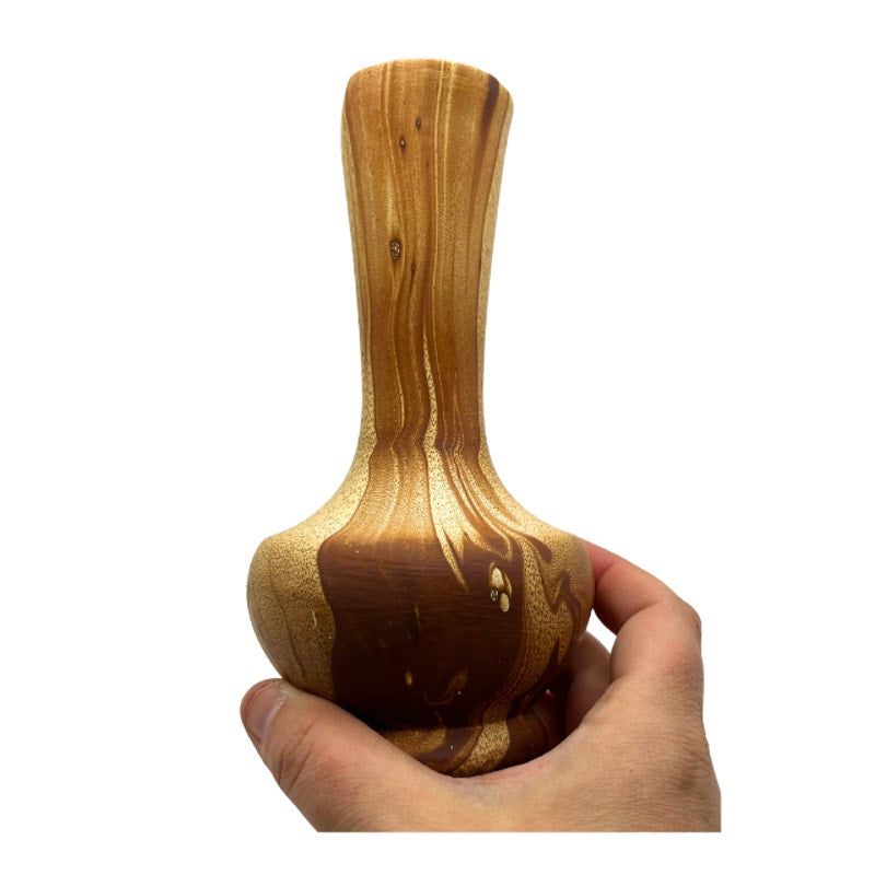 Vintage Rocky Mountain ROMCO Handmade Vase Pottery Wood Grain 7 In
