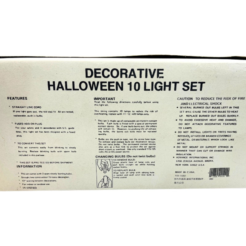 Vintage Halloween Blow Mold Jack O Lantern Light Set 10 Lights