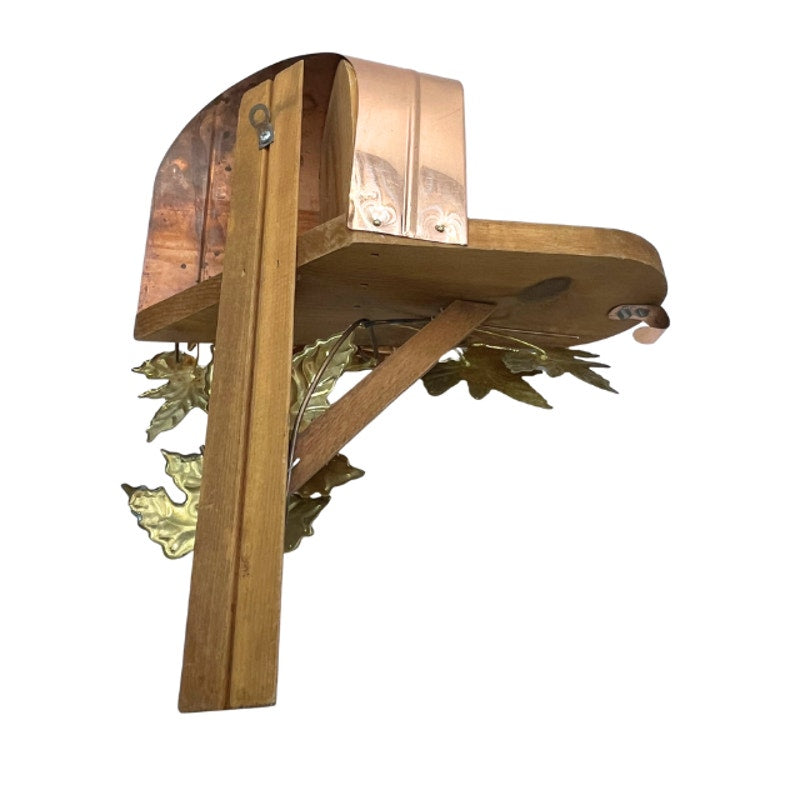Vintage Wood & Copper Wall Mailbox Ivy Leaves Home Interiors Homco