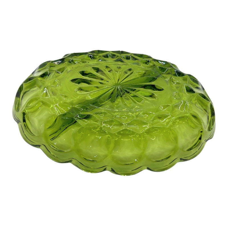 Vintage Anchor Hocking Fairfield Avocado Green Glass Oval Divided Relish Dish