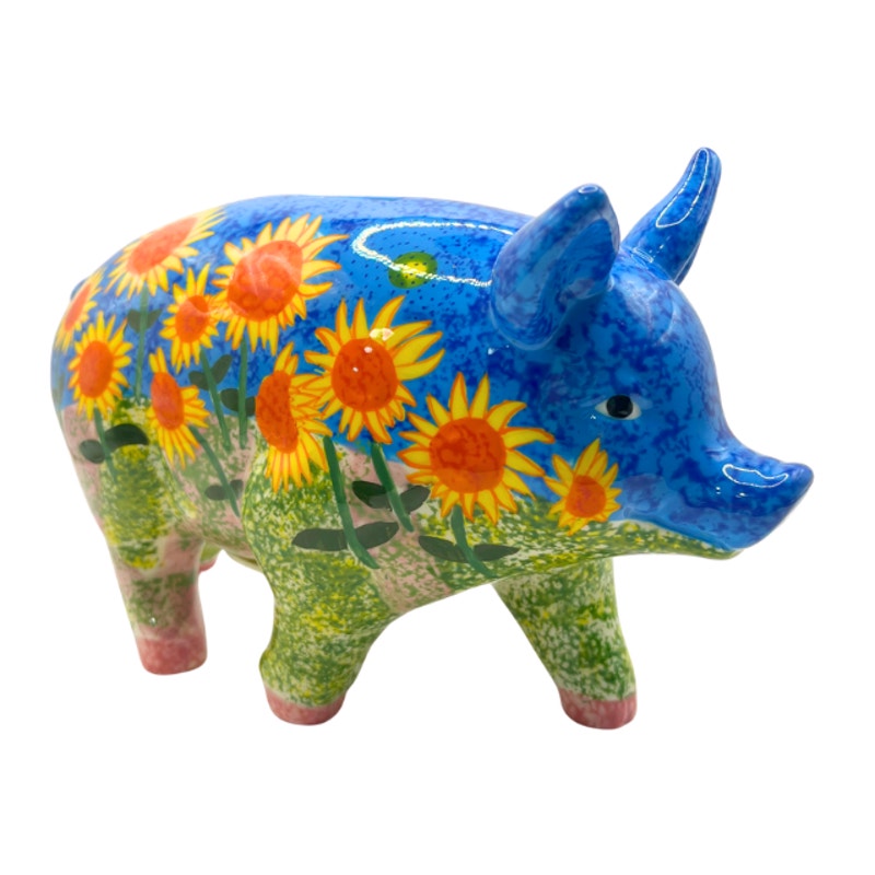 Vintage Van Gogh Sunflowers Floral Inspired Piggy Bank by Big Pigs 2002