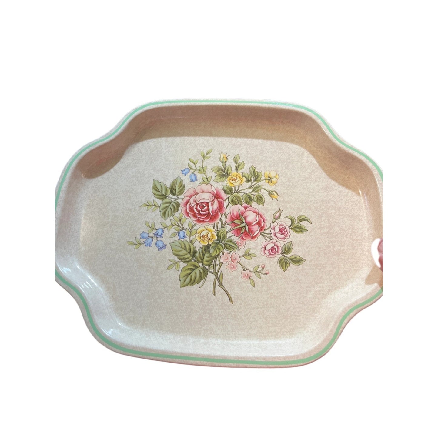Vintage Metal Vanity Dresser Tray Trinket Dish Flowers Made in England for Avon