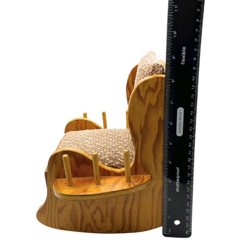 Vintage Miniature Wooden Sewing Rocking Chair Pincushion with Thread Holders