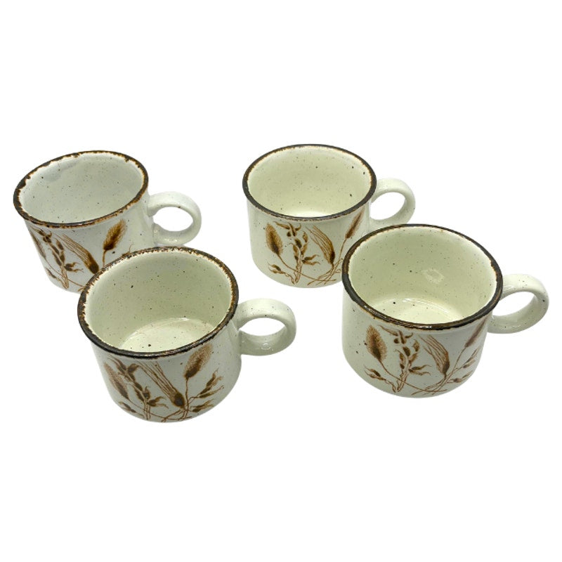 Midwinter Stonehenge Wild Oats Mugs Set of 4 Vintage 1970s Stoneware Mugs