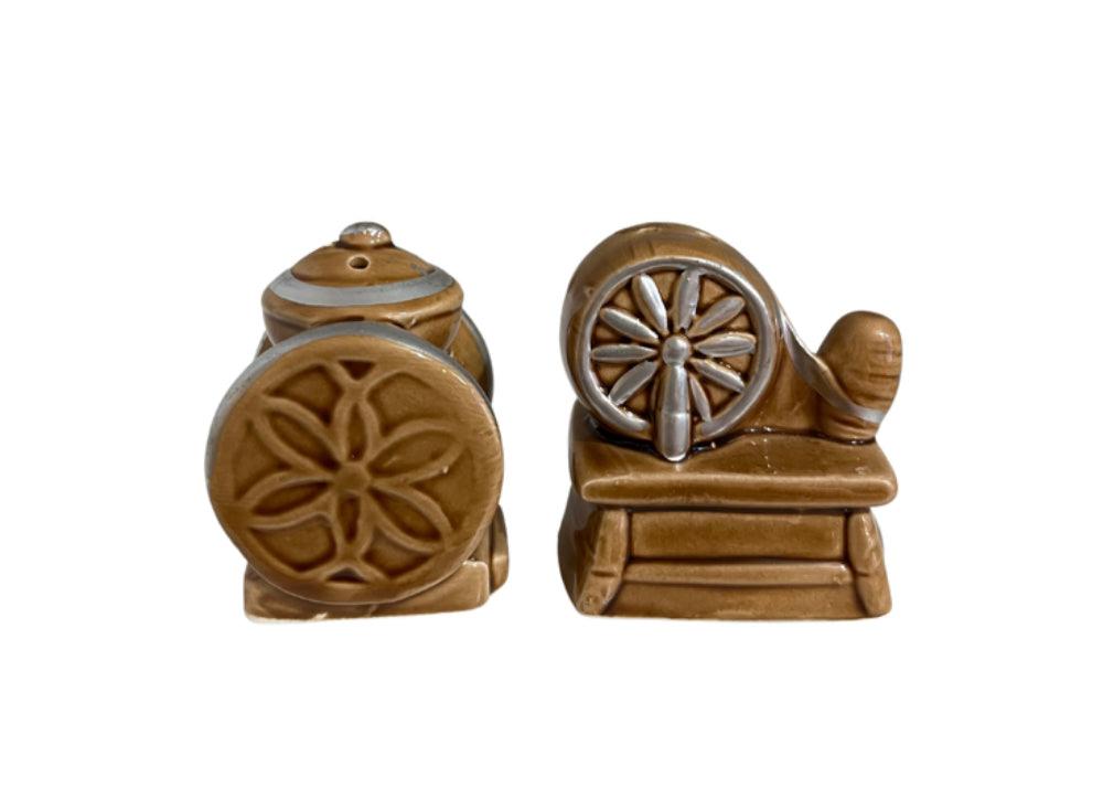 Enesco Spinning Wheel/ Coffee Grinder Shaker Set made in Japan