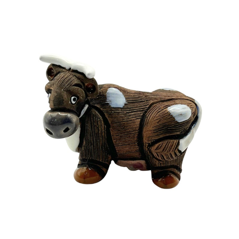 Vintage Casals of Peru Horned Cow Terracotta Clay Figurine Folk Art