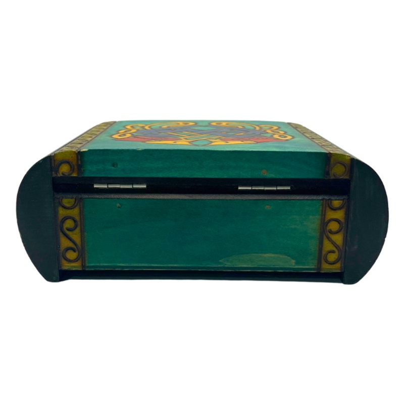 Polish Wooden Keepsake Box with Celtic Knot Design and Secret Locking Mechanism